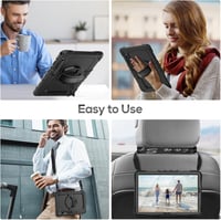SEYMAC Samsung Galaxy Tab S7 FE/S8 Plus/S7 Plus 12,4" Védőtok Beépített Képernyővédővel, 360° Forgatható Állvánnyal, Kéz- és Vállpánttal, To 7