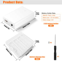 KUOQIY 4 db 3x1,5V AA Elemtartó, USB Csatlakozóval és Kapcsolóval - Fehér Műanyag Akkumulátor Tartó Doboz Fedéllel, 4,5V 2