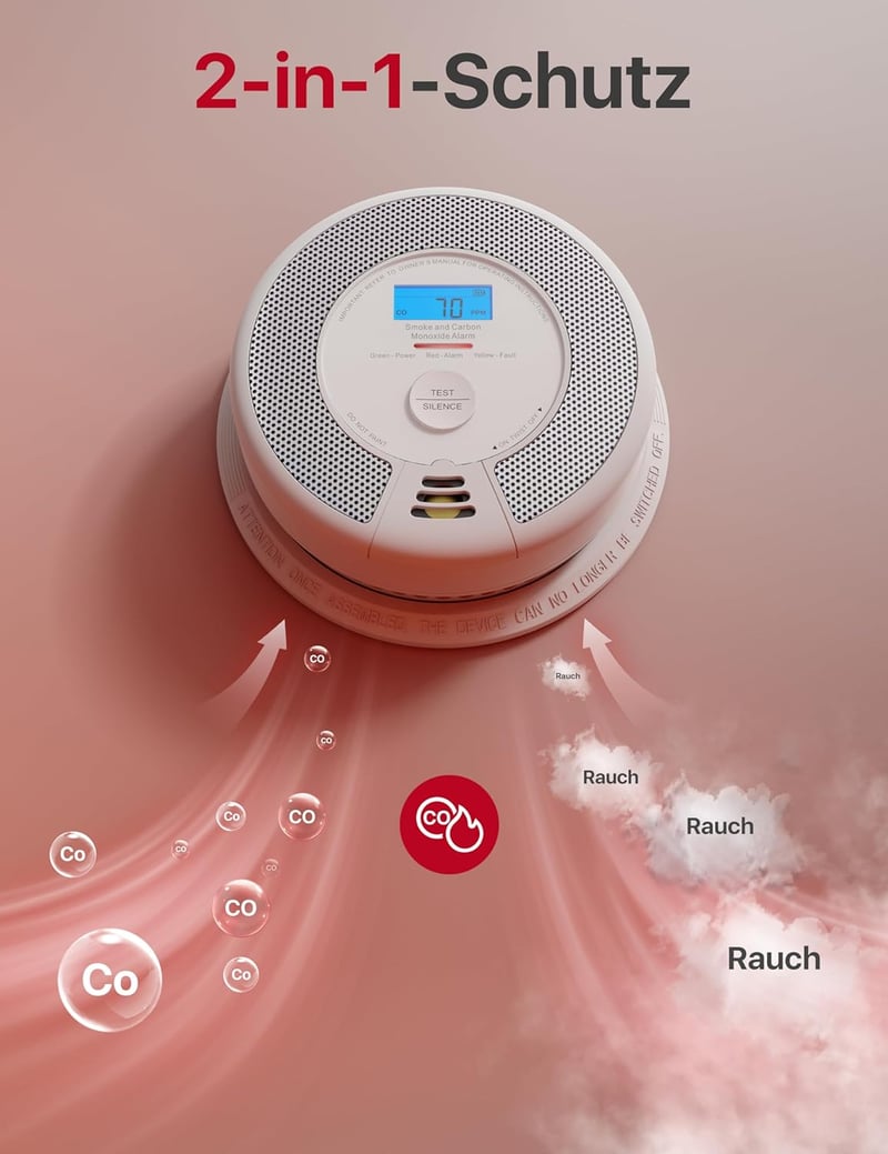 X-Sense WiFi-s füst- és szénmonoxid riasztó, cserélhető elemmel, 2 db