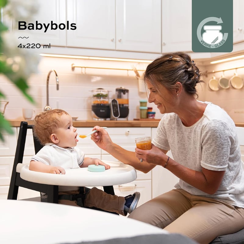 Babymoov Babybols üvegtároló bébiételekhez - 4 db 220 ml-es légmentes, szivárgásmentes edény bébiétel tárolásához és fagyasztásához, mosogat