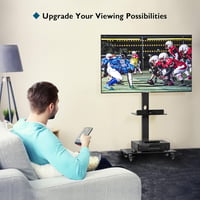 BONTEC Gurulós TV Állvány 30-70 Colos Képernyőkhöz, 40 kg Teherbírással, 6 Magasságállítással, 2 Edzett Üvegpolccal, VESA 600x400 mm 6