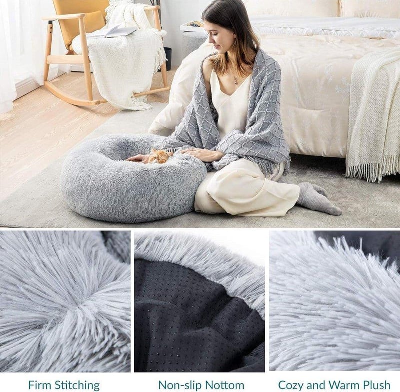 Bedsure Kerek Szürke Puha Macskaágy és Kutyafekhely 60 cm