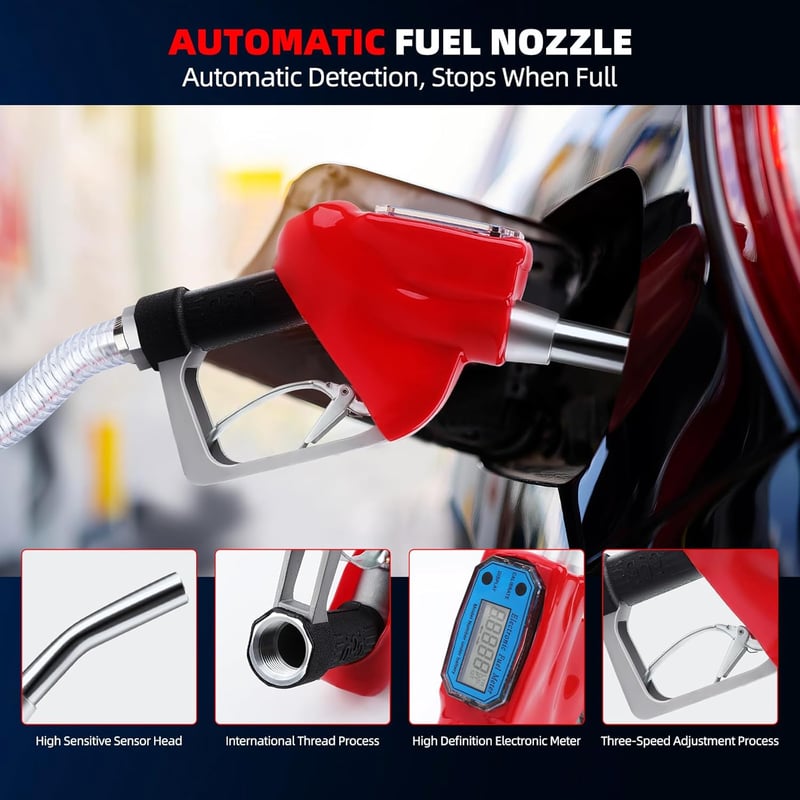 KAOLALI 12V 990W Dízel Szivattyú - 60L/perc Elektromos Üzemanyag Átemelő, Önfelszívó Gázolaj Pumpa 6m Tömlővel, Automatikus Leállítással