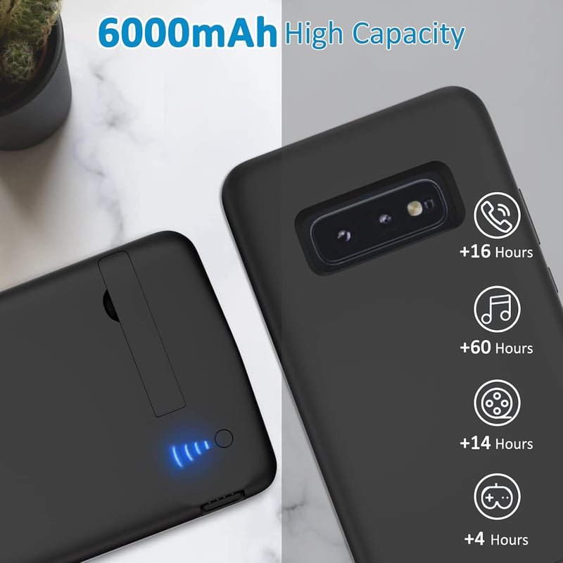 Samsung Galaxy S10 akkumulátoros tok 6000 mAh-s, állvánnyal - Gladgogo