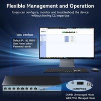 Sodola 8 Port 2.5G Menedzselhető PoE Switch 120W - 1x 10G SFP+ & 4x 2.5G PoE Port, 90W Max Teljesítmény, IEEE802.3af/at/bt, Asztali & Fali H 6