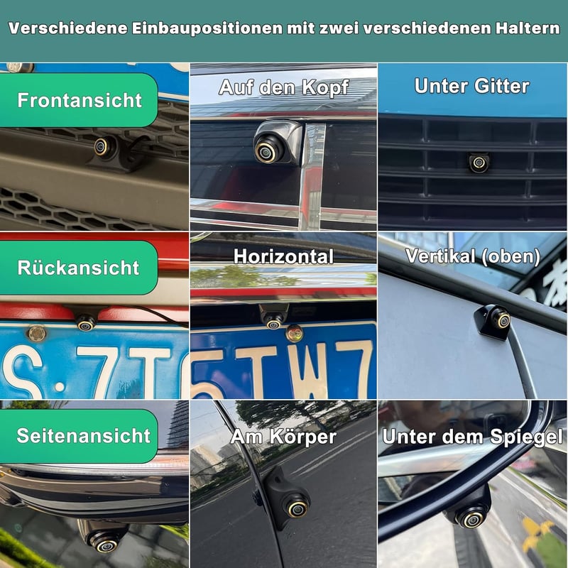 GREENAUTO HD 720P Tolatókamera - 170° Látószög, Fém Ház, Állítható Halszemoptika, Autókhoz és Lakókocsikhoz