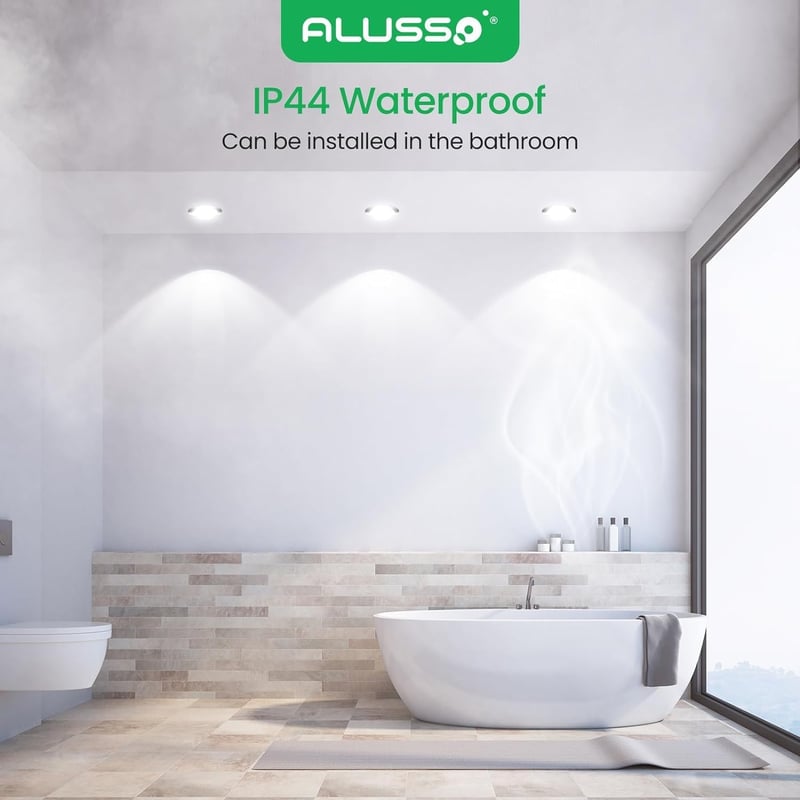 ALUSSO LED Süllyesztett Mennyezeti Spotlámpa Szett, 230V, Dimmelhető, 68mm, 4W, IP44, 3 Színhőmérséklet, Fürdőszobába, Konyhába, 12db