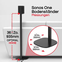 Sound bass Hangszóró Állvány Dupla Csomag - Kompatibilis Sonos One, Play:1, One SL és ERA 100 Hangszórókkal - Fekete Hangfal Tartó Kábelrend 7