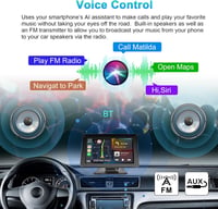 Podofo 7" Hordozható Autórádió IPS Érintőképernyővel - Vezeték Nélküli Apple CarPlay & Android Auto, Bluetooth, GPS Navigáció, FM, USB 6