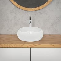 ECD Germany Kerek Mosdókagyló - 350 x 120 mm - Fehér Kerámia - Modern Fürdőszobai Mosdó - Padlóra Szerelhető - Lefolyó Nélkül 11