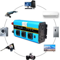 Tiszta szinuszos 3000W/6000W inverter, 12V-230V, 3 EU aljzat, 4 USB, LCD 6