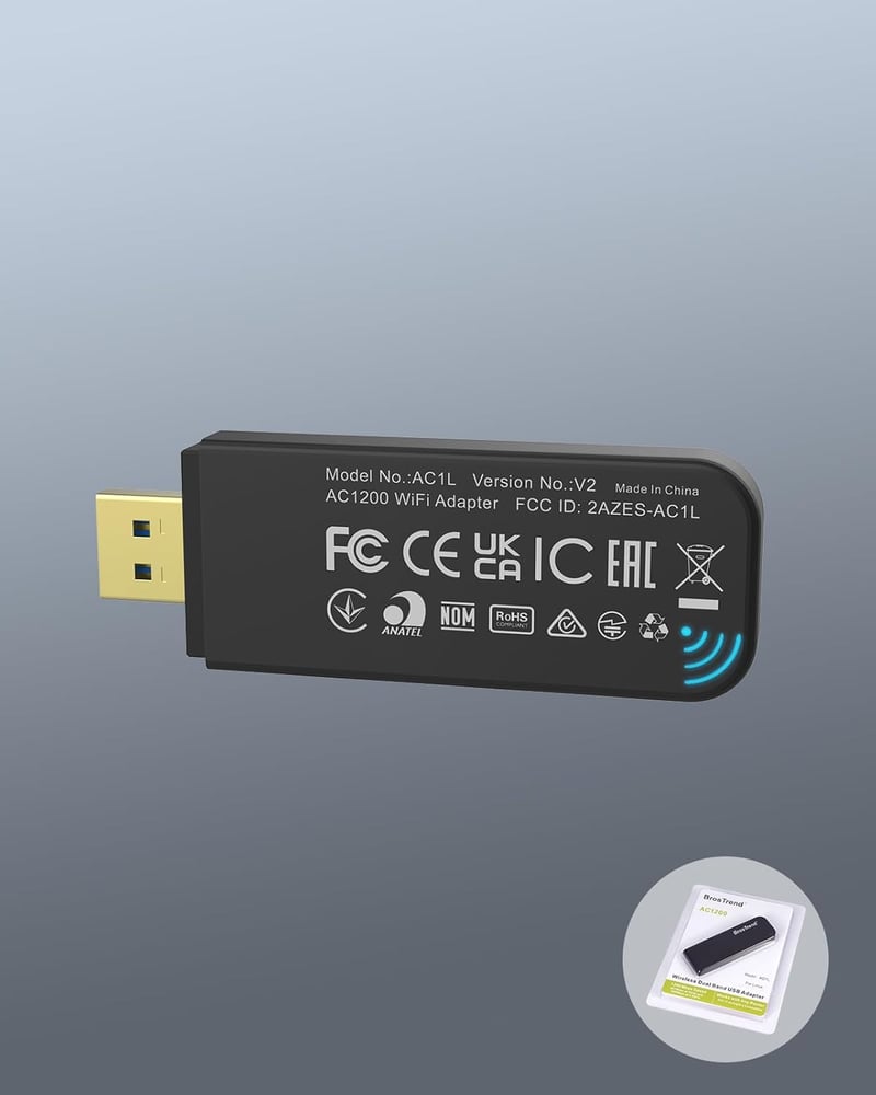 BrosTrend AC1200 USB WiFi adapter Linux rendszerekhez és Windows 11-hez, 5GHz/2.4GHz