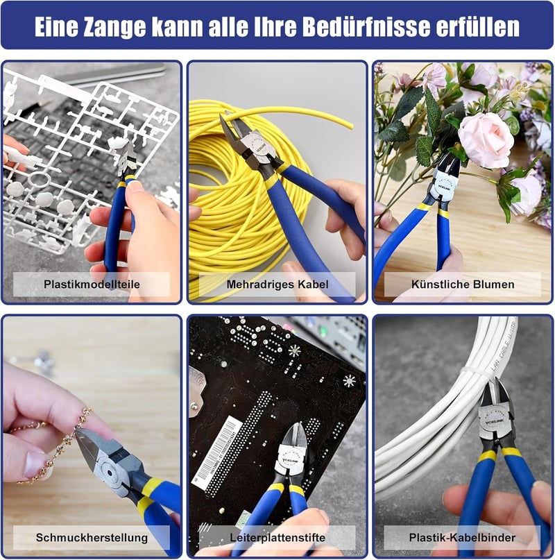 VCELINK GJ719 Oldalcsípő Fogó 6" - Elektronikai Munkákhoz, Modellezéshez, Kábelkötegelőkhöz, Áramkörökhöz és Hálózati Kábelekhez - Króm-Vaná