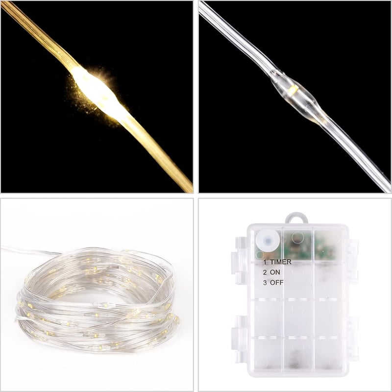 SALCAR 10m Vízálló LED Tündérfény Időzítővel - Meleg Fehér, Kültéri-Beltéri