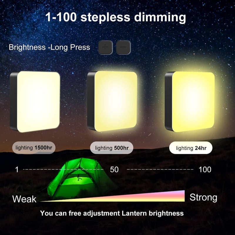 USB-C tölthető LED kempinglámpa 13400mAh, 4 fénymóddal, mágnessel
