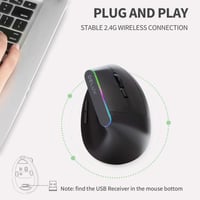 Delux M618DB ergonomikus vezeték nélküli függőleges egér, újratölthető, csendes, fekete 8