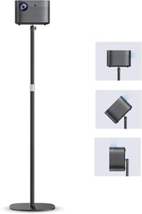 POLESTO Fém Projektor Állvány 50-125 cm, 360° Forgatható Nehéz Fém Talp, 5 kg Teherbírás, Kompatibilis Projektorokkal, Kamerákkal és Mobilte 1