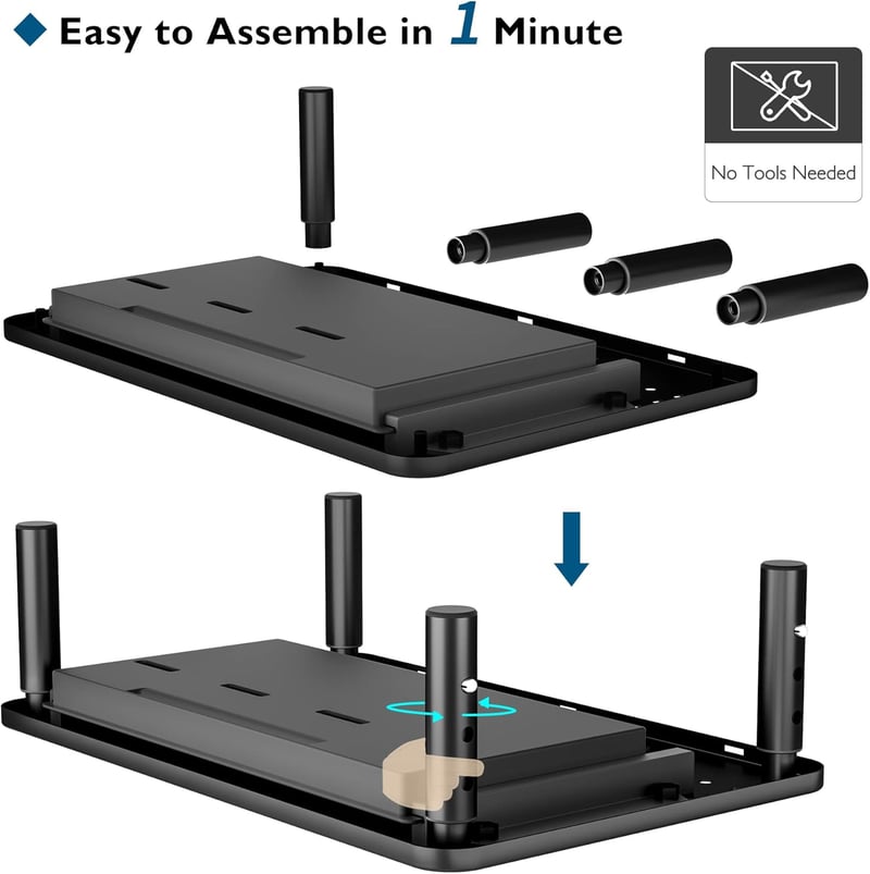 BONTEC Monitor Állvány - Ergonomikus Képernyőemelő, 36,8 x 23,1 cm, 1,18 kg, Stabil Asztali Tartó Számítógép Monitorhoz, Fekete