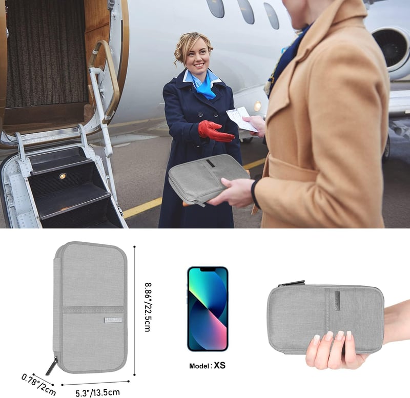 Zelbuck RFID-védett vízálló utazási pénztárca és útlevéltartó - szürke
