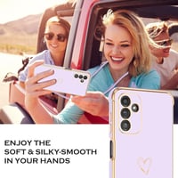 Samsung Galaxy A13 lila tok szívecskés dísszel és csuklópánttal 2
