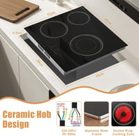 DELITEER 4 égőfejes beépíthető kerámia főzőlap 59 cm 6000W 4