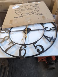 HAITANG veliki zidni sat, moderan, crni metal, okrugli, 80 cm, bešuman, vintage — neispravan, za dijelove: mehanizam zahtijeva popravak (stanje: vidi 2. sliku) 3