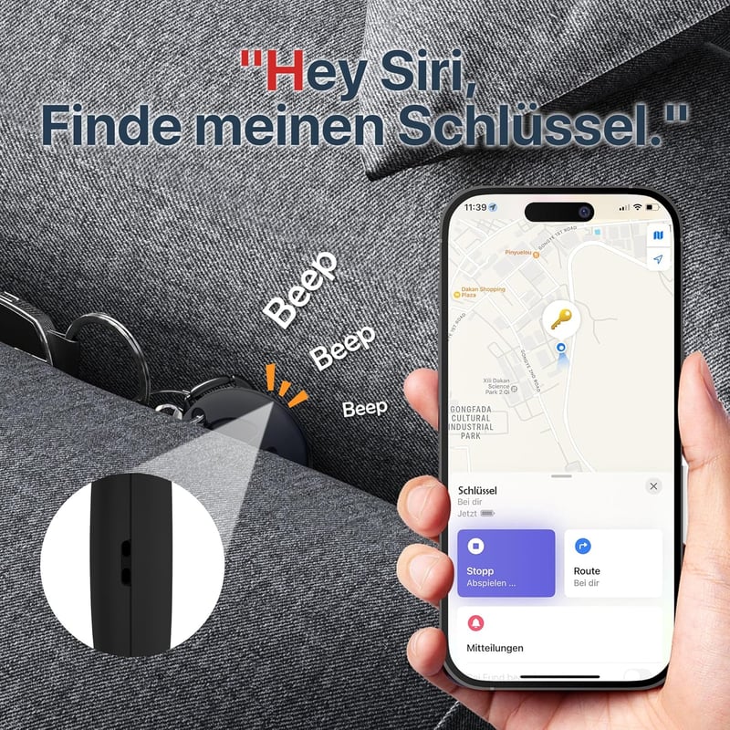 MiLi MiTag Kulcskereső Apple Hol van? Alkalmazáshoz - iOS Bluetooth Okos Nyomkövető Címke Táskákhoz, Bőröndökhöz, IP67 Vízálló, Cserélhető E