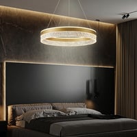 KSIBNW Állítható Fényerejű LED Függőlámpa - 36W Modern Arany Gyűrű Csillár Nappaliba, Étkezőbe - 50cm Átmérőjű Akril-Fém Mennyezeti Lámpa 7
