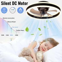 EIDISUNY Modern LED Mennyezeti Ventilátor Távirányítóval - 60W Fekete Lámpa 3 Színhőmérséklettel, Csendes Működés Nappaliba, Hálószobába 3