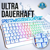 KLIM Chroma RGB Gamer Billentyűzet - Német QWERTZ, Fehér, Vízálló, Csendes Billentyűk, Tartós, Ergonomikus, USB Kábeles - PC, Mac, PS4, PS5  5