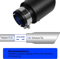 Krtopo 63mm-es matt fekete kipufogóvég - rozsdamentes acél és szénszálas, 2,5"-3,5" átmérő 3