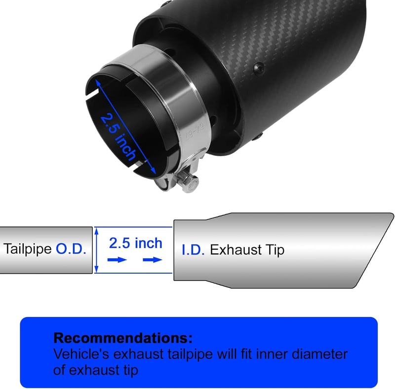 Krtopo 63mm-es matt fekete kipufogóvég - rozsdamentes acél és szénszálas, 2,5"-3,5" átmérő
