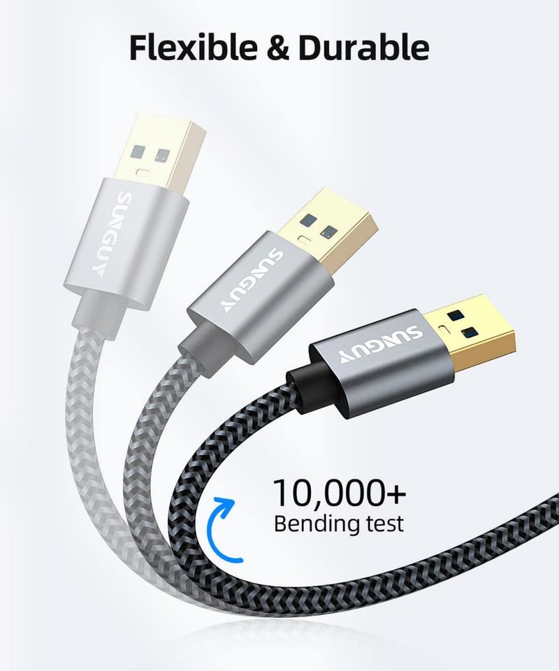 SUNGUY USB 3.0 Férfi-Férfi Kábel Nyomtatókhoz és Laptopokhoz, 5 Gbit/s, Szürke