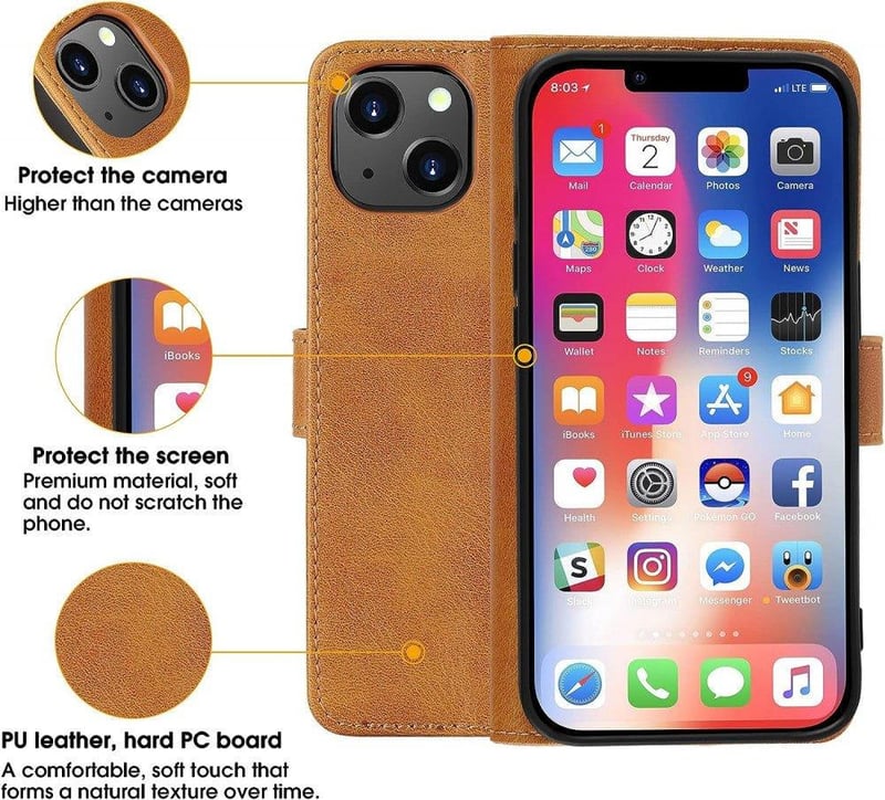 iPhone 13 mini Cresee Bőr Pénztárcás Flip Tok