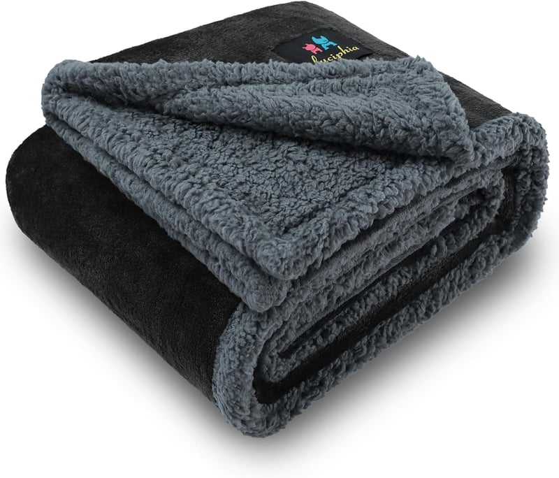 luciphia Vízálló Kutyatakaró - Mosható, Kétoldalas Sherpa Fleece Kisállat Takaró Kutyáknak és Macskáknak, Kanapévédő, Szürke, S (71 x 102 cm