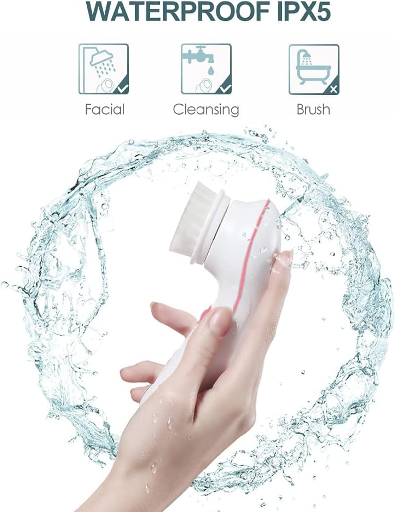 TOUCHBeauty rózsaszín elektromos arctisztító kefe szett, 3 fejjel, utazótokkal