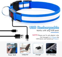iTayga USB-s LED kutyanyakörv, kék, nagy méret, vízálló, 3 világítási mód 5