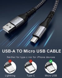 Tartós NINGKPOW Fonott Micro USB Töltőkábel 1m 2