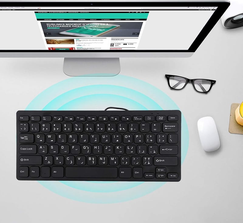 Yosoo ultravékony, halk, 78 gombos arab USB billentyűzet laptophoz és PC-hez
