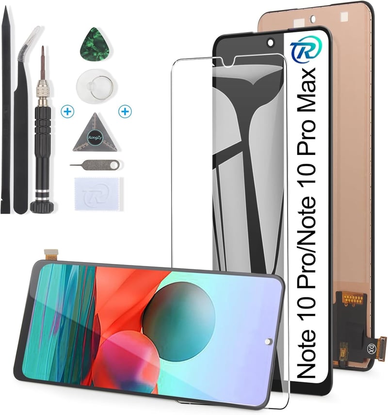 RongZy LCD Kijelző Xiaomi Redmi Note 10 Pro/Max Telefonhoz - Érintőképernyős Digitalizáló Csereképernyő Szerelőkészlettel, Fekete