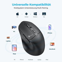 iClever MD360 Ergonomikus Bluetooth Egér - Vezeték Nélküli USB-C Tölthető Egér Jiggler Funkcióval, Csendes Kattintás, 3 Eszköz Csatlakoztatá 8