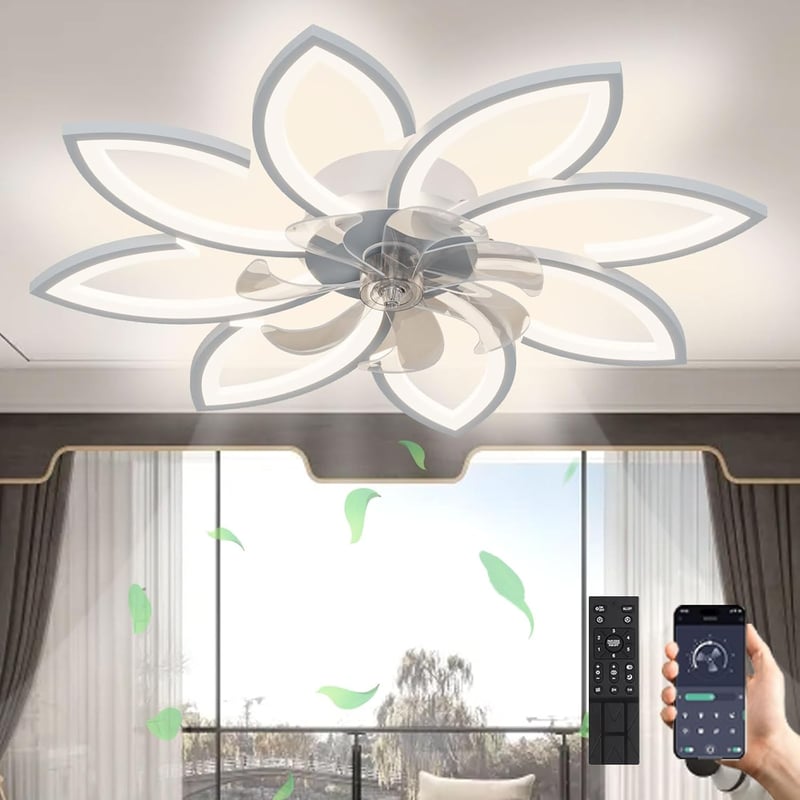 Revneey LED Mennyezeti Ventilátor Lámpával, 72W Szabályozható (3000-6000K), Csendes, Irányváltható, 8 Fejes (90x15cm), Fehér, Nappali, Háló,