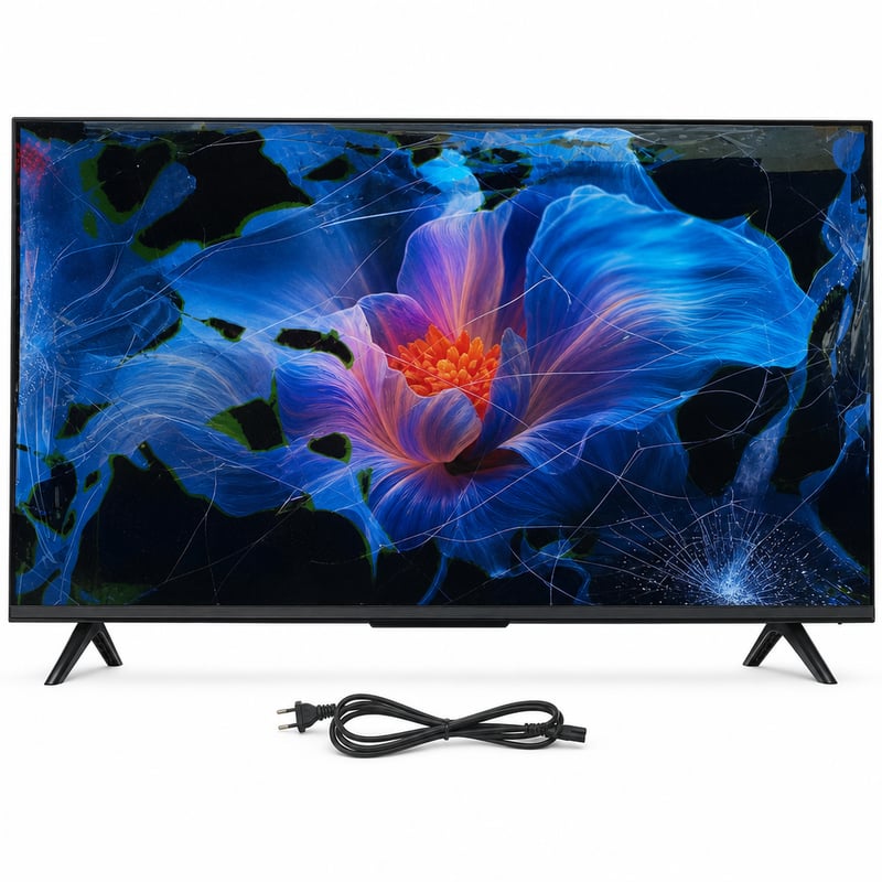TCL 43V6C 43 colos 4K UHD Smart LED TV Google TV HDR Dolby — hibás, alkatrésznek: sérült kijelző és oldalkeret (állapot: lásd a 2. képet)