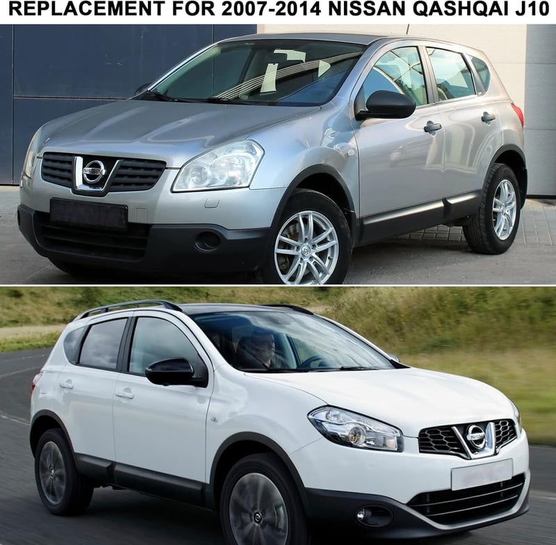 ConBlom Nissan Qashqai Visszapillantó Tükör Borítás 2007-2014 Modellekhez - Texturált Fekete ABS Műanyag Tükörkupak Szett Bal és Jobb Oldalr