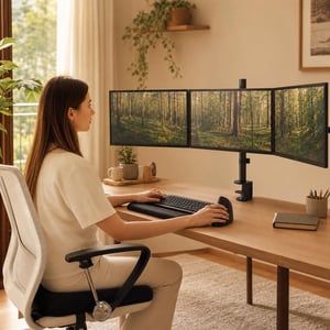 Ergonomski uredski set: vertikalni miš + oslonac za zglob + trostruki nosač monitora + jastuk za sjedenje