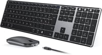 seenda Fém Bluetooth Billentyűzet és Egér Szett - Újratölthető, Kettős Üzemmódú (USB+BT), Ultravékony, Csendes, QWERTZ Kiosztású, PC/Tablet/ 1