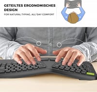 Seenda ergonomikus vezeték nélküli billentyűzet, USB-s, német kiosztású, fekete 2