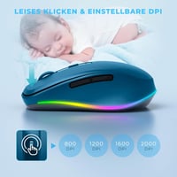 seenda LED Vezeték Nélküli Egér Beépített Mozgásérzékelővel, Újratölthető 2.4G USB Optikai Egér Laptophoz, Csendes Működés, 2000 DPI, Sötétk 5