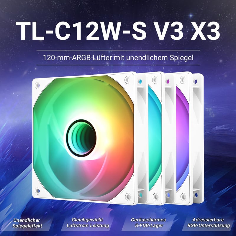 Thermalright ARGB CPU hűtő ventilátor, 1500RPM, 3 darabos csomag