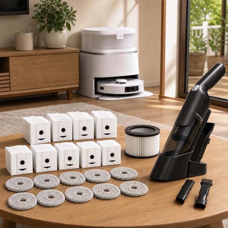 Robotporszívó-újjáélesztő: 16 részes Ecovacs cserealkatrész + szűrőtartály + HEPA kézi porszívó